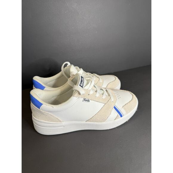 Keds Women’s Court Sneakers WH68221 White Suede Leather Blue Stripe Size 7.5 - Picture 3 of 6